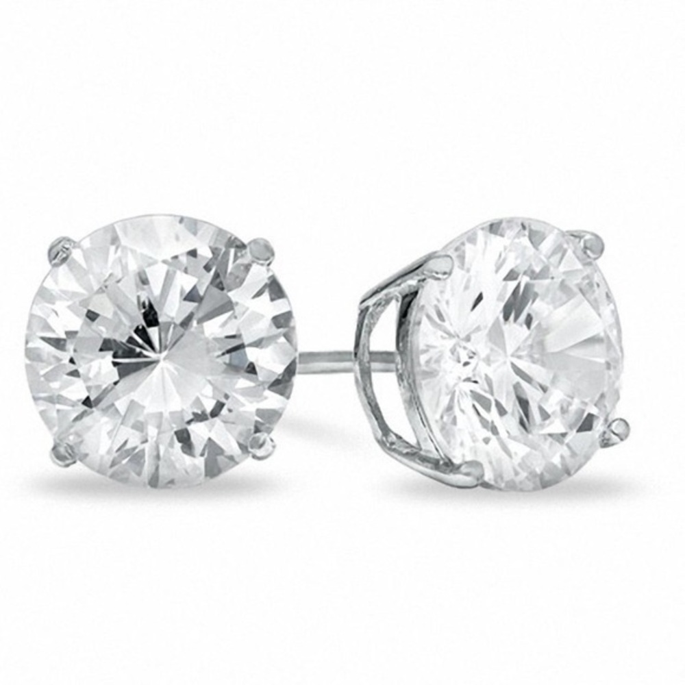 Renaissance Collection 14k White Gold CZ Round Studs 1.5 ctw